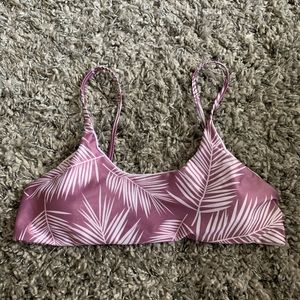 White and purple bikini top.